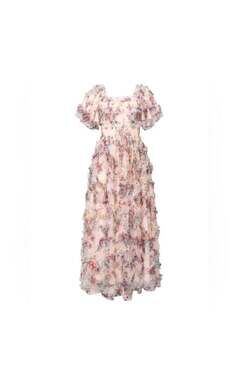 Ivy City Co Florentina Ever Dress maxi tulle cream floral garden party Small